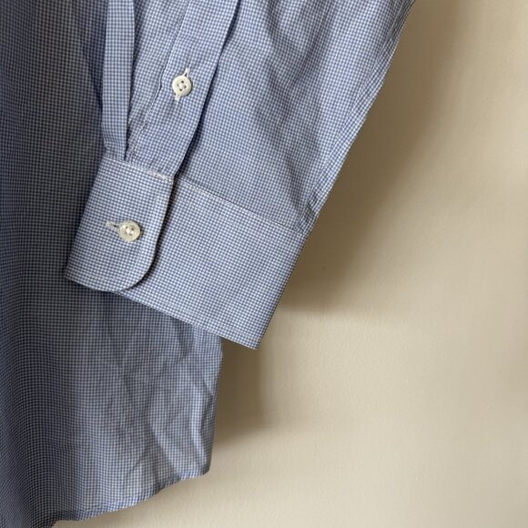 Ralph Lauren Purple Label White and Blue Checks Button Up Shirt Mens 15.5 - Picture 5 of 16